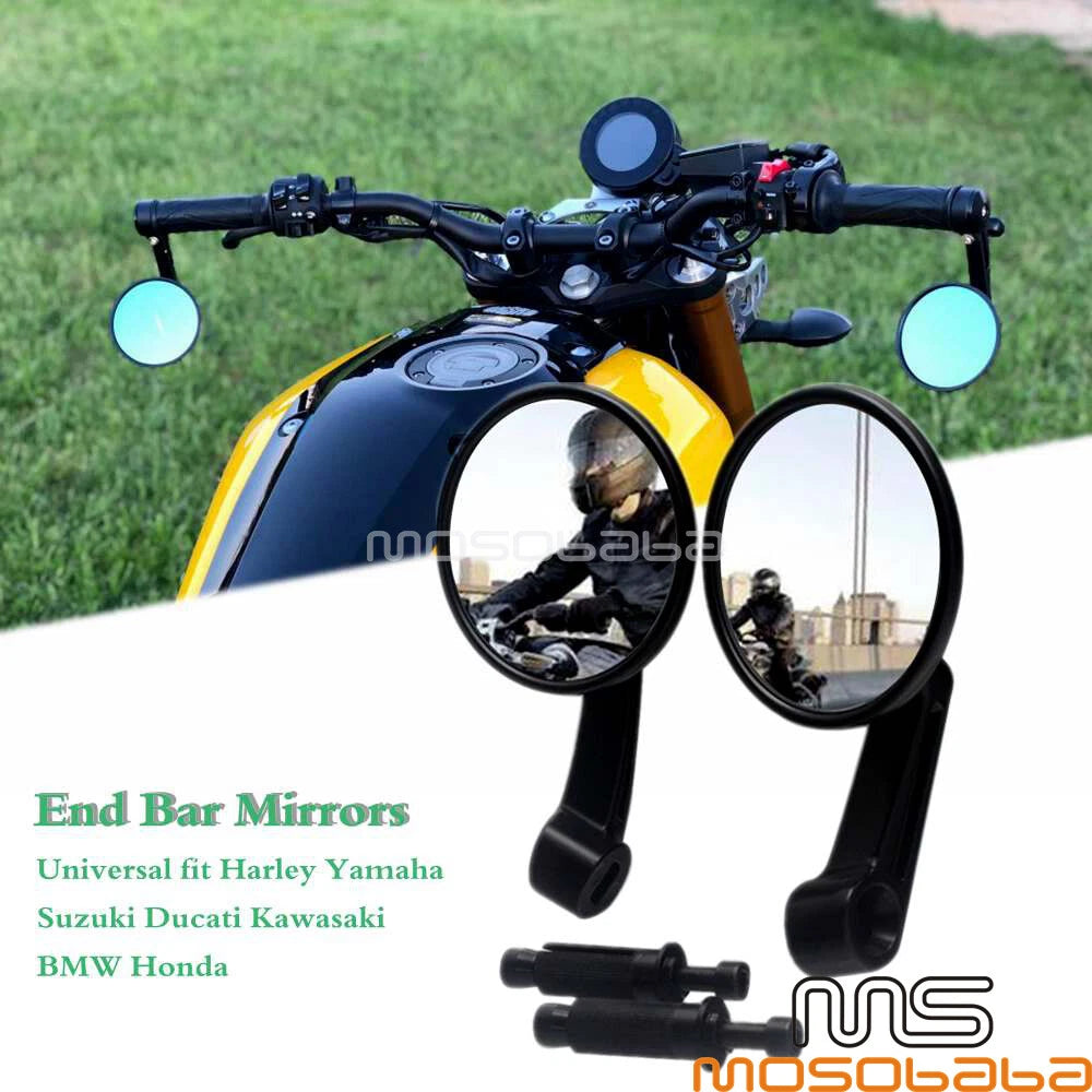 Handlebar End Rear View Mirrors for Harley, Yamaha, Honda, Suzuki, Ducati, Kawasaki