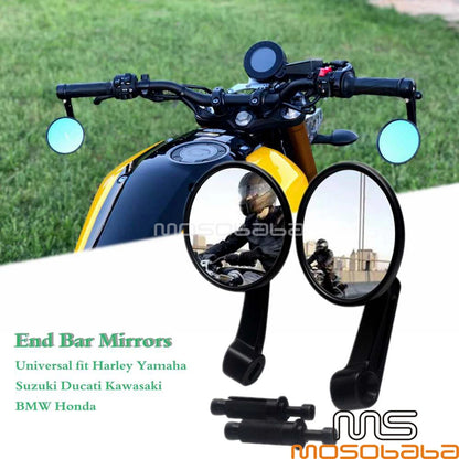 Handlebar End Rear View Mirrors for Harley, Yamaha, Honda, Suzuki, Ducati, Kawasaki