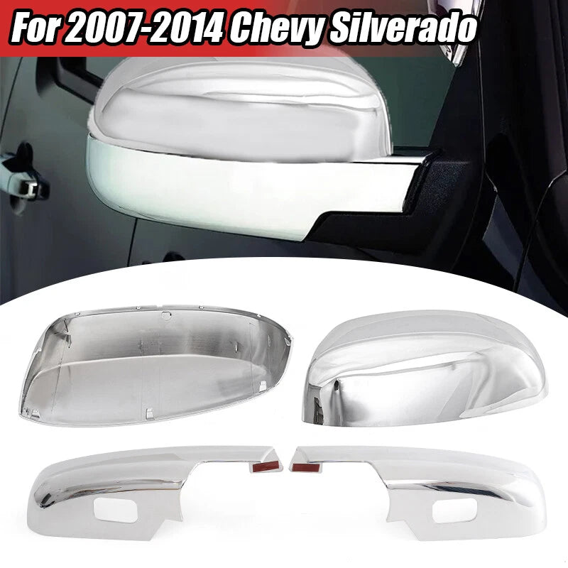 Left & Right Mirror Cover Set for GMC Sierra 1500, Chevy Silverado 1500 (2007-2013)