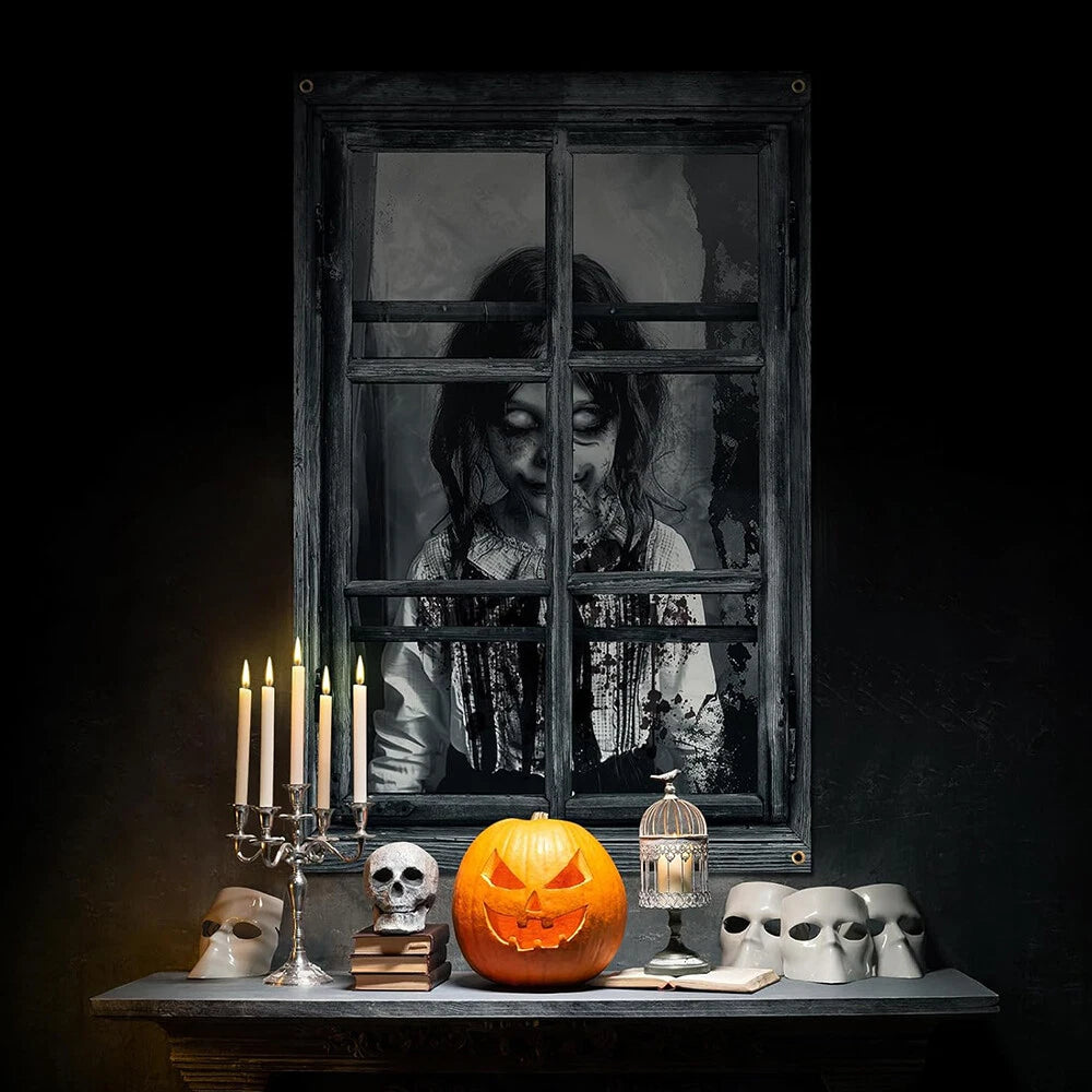 Scary Halloween Curtains for Indoor Outdoor Party Decor 80 x 120cm
