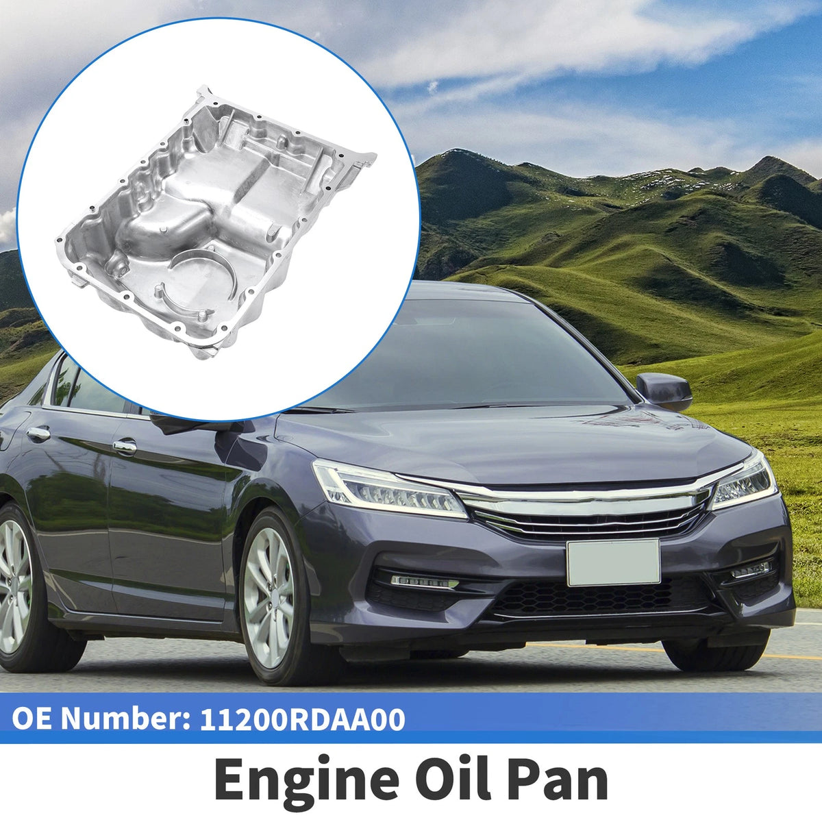 Engine Oil Pan for Honda Accord 2003-2007 - 1 x Aluminum Silver Tone
