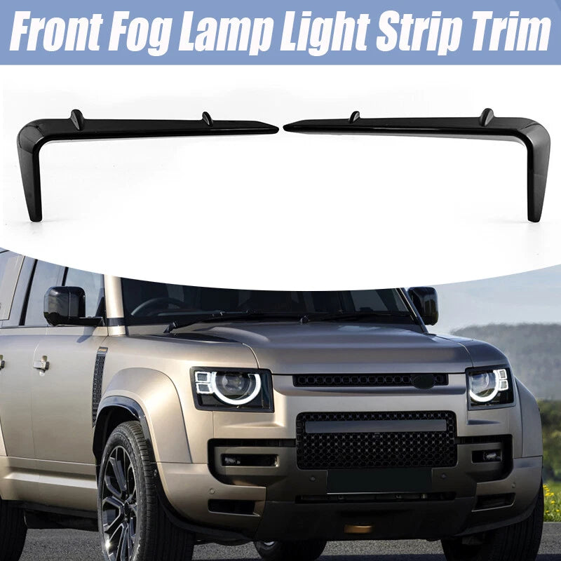 Front Fog Light Eyebrow Eyelid Strips Gloss Black for Land Rover Defender (2020)