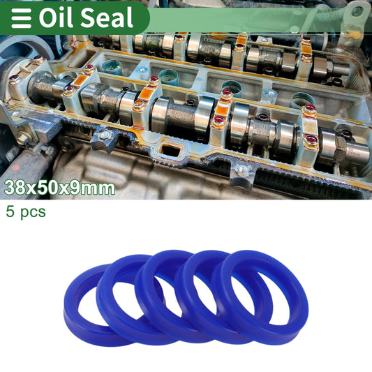 Oil Seal 38x50x9mm Rotary Shaft Seal TPU High-Pressure Blue 5 Pcs