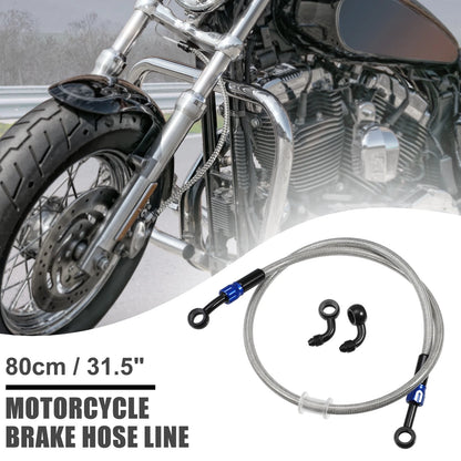 Brake Hose 90 Degree Motorcycle Braided Line 80cm Silver Tone