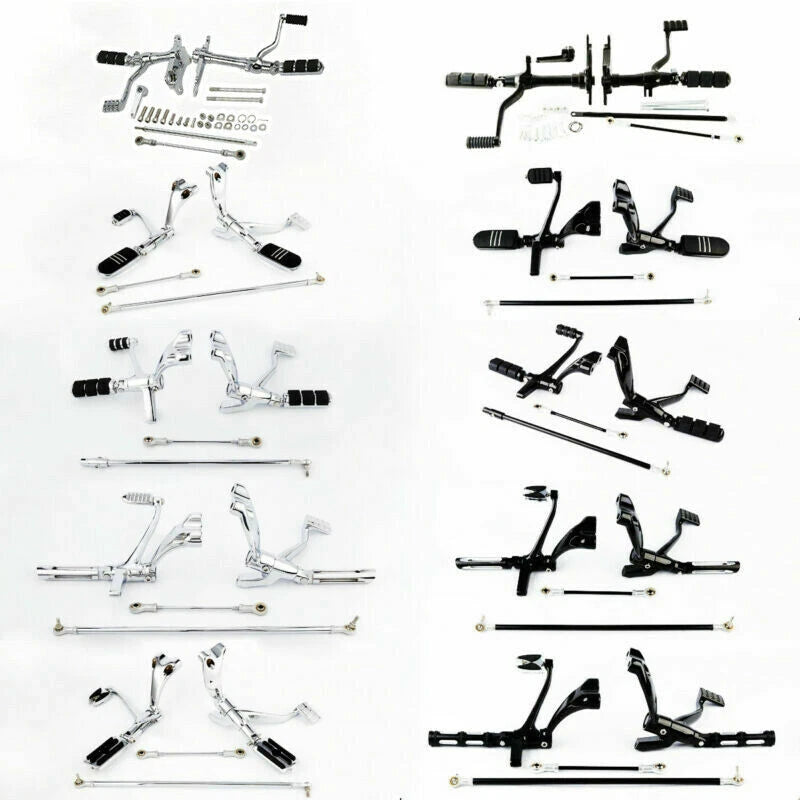 Black/Chrome Forward Control Pegs & Levers for Harley Sportster XL883 (2004-2023)