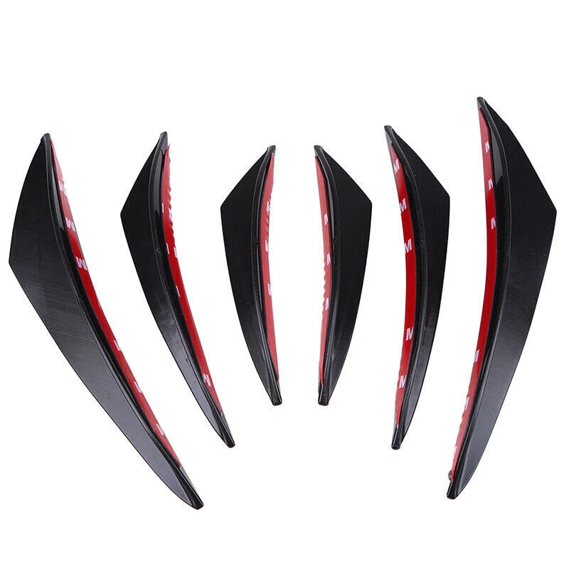 6Pcs Gloss Black Front Bumper Lip Splitter Fins for Car