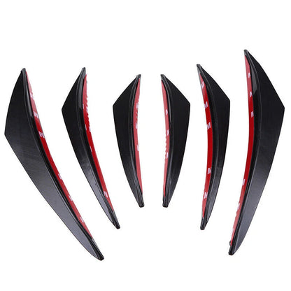 6Pcs Gloss Black Front Bumper Lip Splitter Fins for Car
