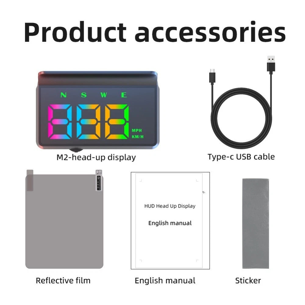 GPS Heads Up Display HUD Digital Speedometer with Alarm Feature for Cars