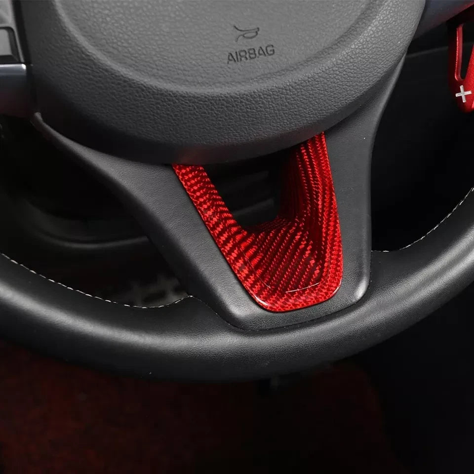 RED CARBON FIBER STE steering wheel add-on trim cover for Genesis G70 (2017–2024)
