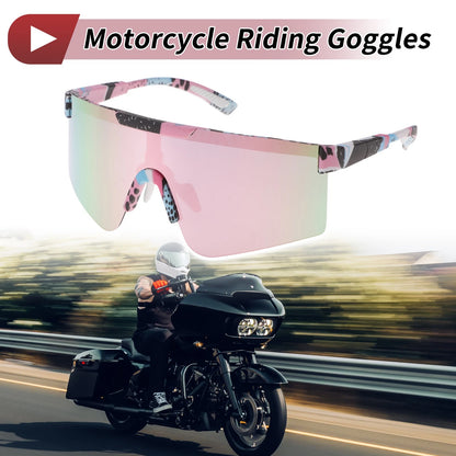 Motorcycle Riding Goggles Pink Lens Black White Pink Blue Frame PC