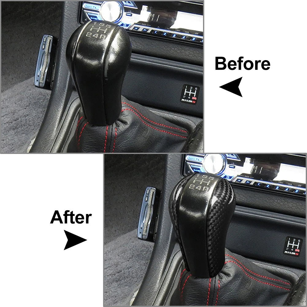 2 x Carbon Fiber Console Gear Shift Knob Covers for Nissan GTR R32 R33 R34