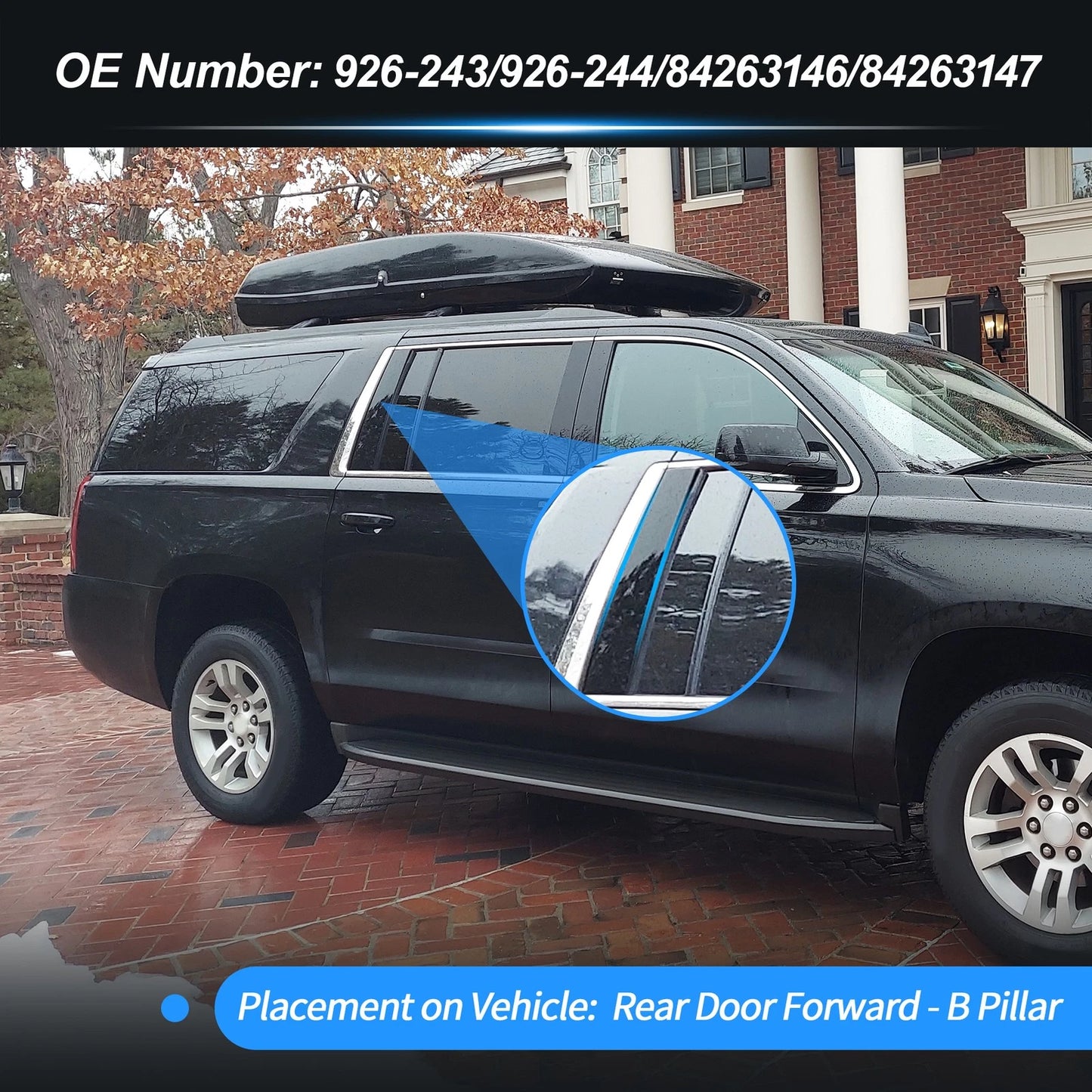 Rear Door B-Pillar Trim Panel Pair for Chevrolet Suburban (2015 - 2018)