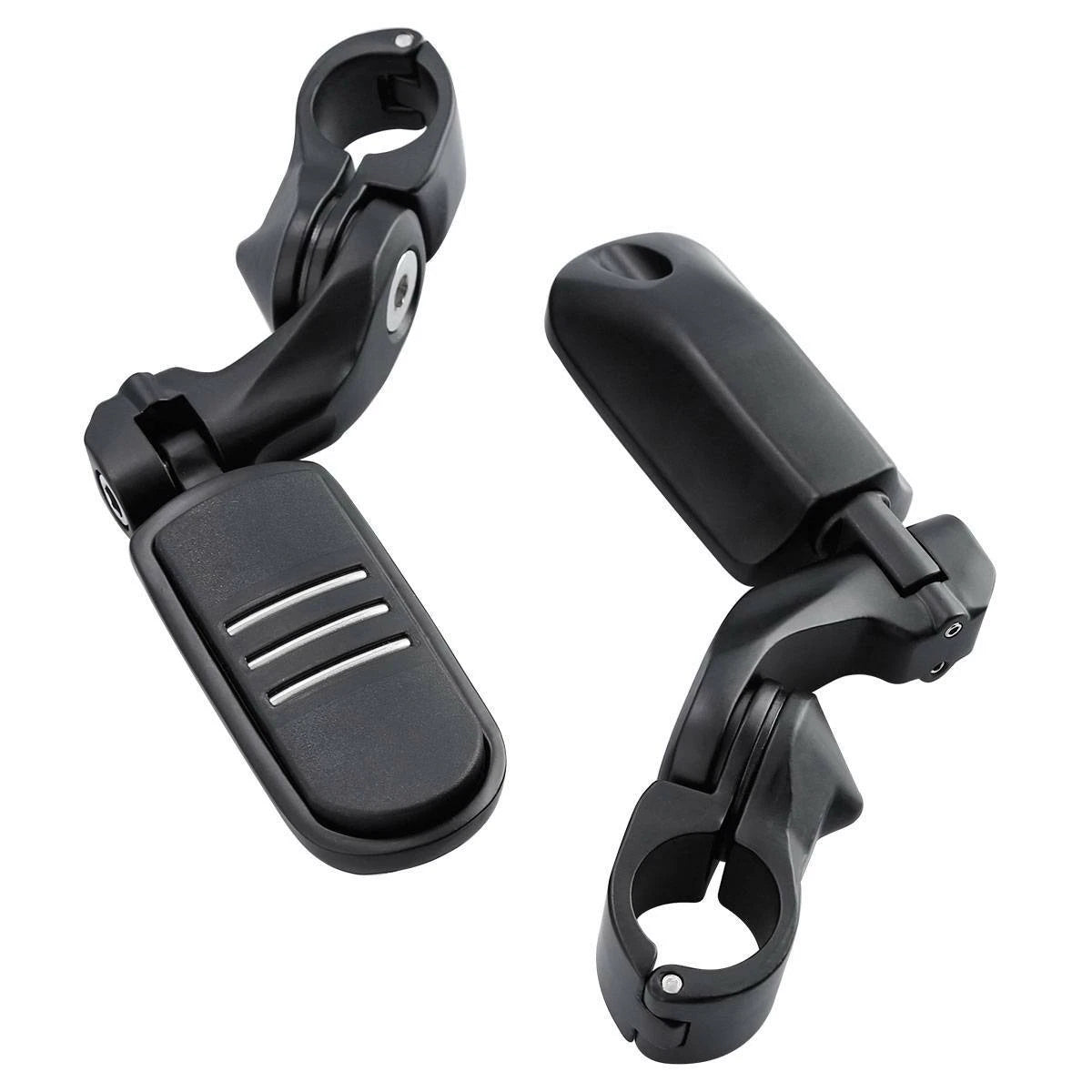 1-1/4" Matte Black Short Angled Highway Bar Footpeg Clamps for Car Model