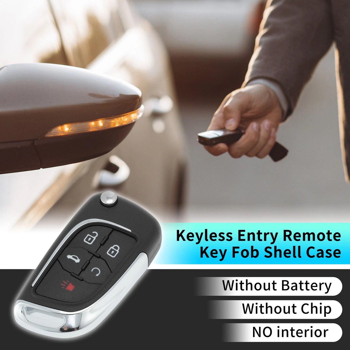 5 x Buttons Key Fob Shell Case Keyless for Chevrolet Camaro Equinox (2010–2019)