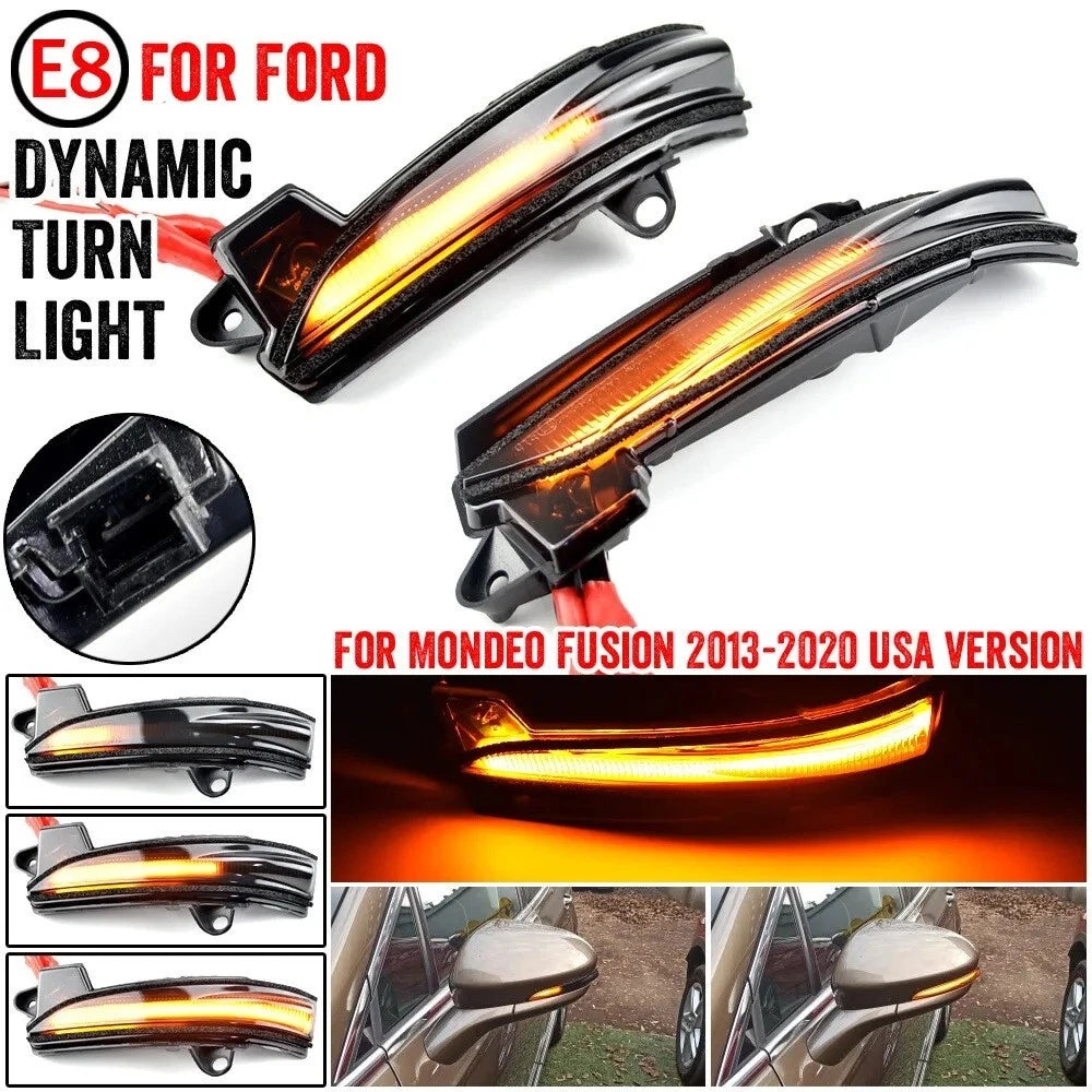 LED Dynamic Side Turn Signal Mirror Blinker Lights for Ford Fusion (2013–2020)