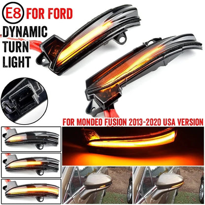 LED Dynamic Side Turn Signal Mirror Blinker Lights for Ford Fusion (2013–2020)