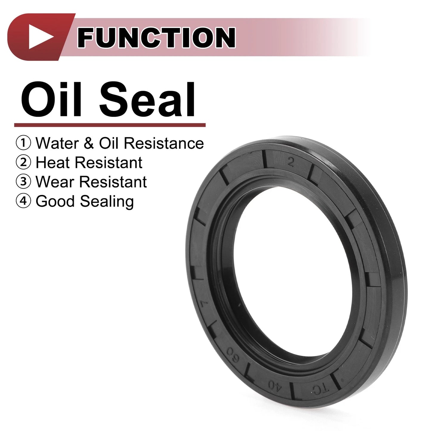 Rotary Shaft Seal 5 Pcs Nitrile 70 Durometer Rubber 40x60x7mm Black
