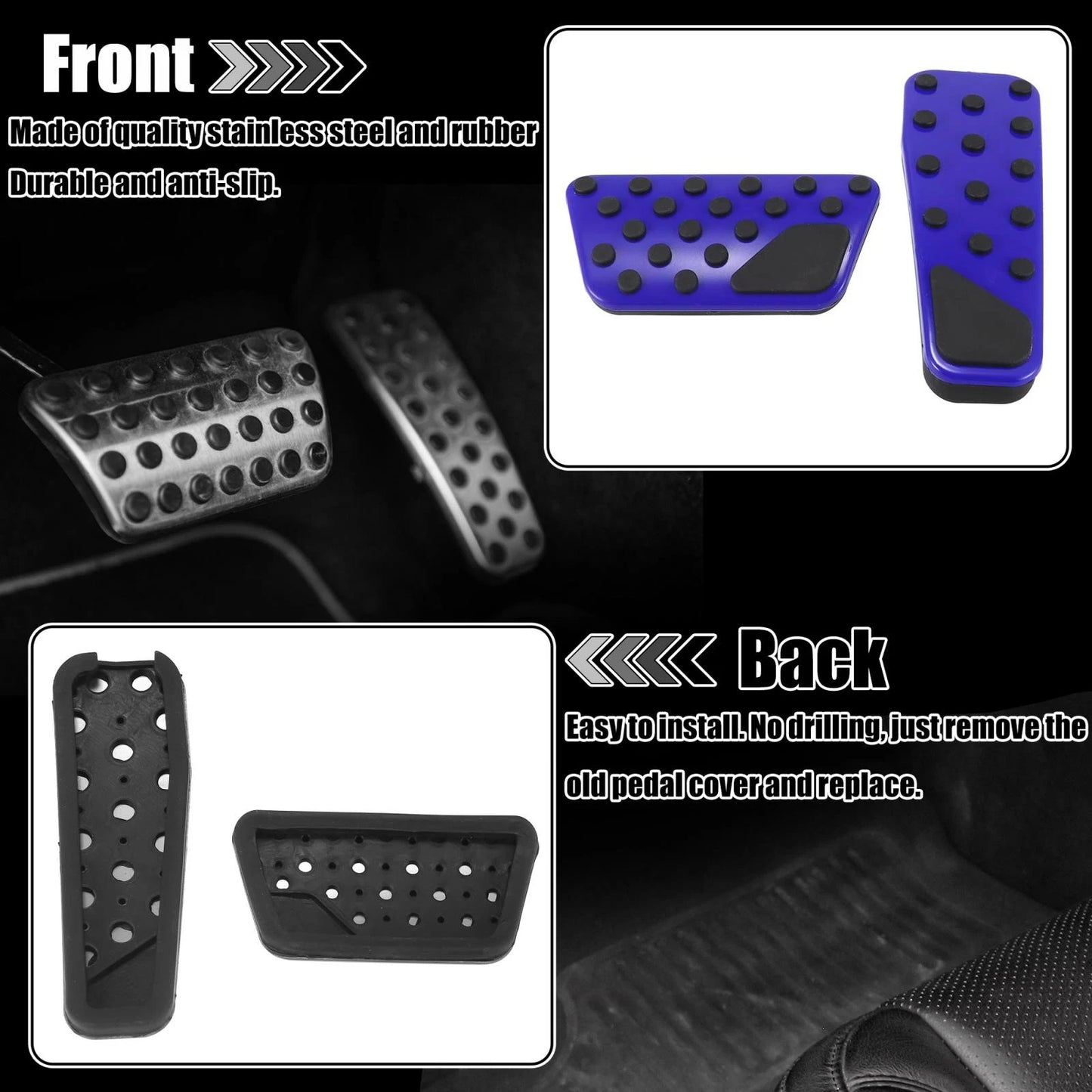 Pedal Cover Set Blue for Dodge Charger (2009 - 2019)