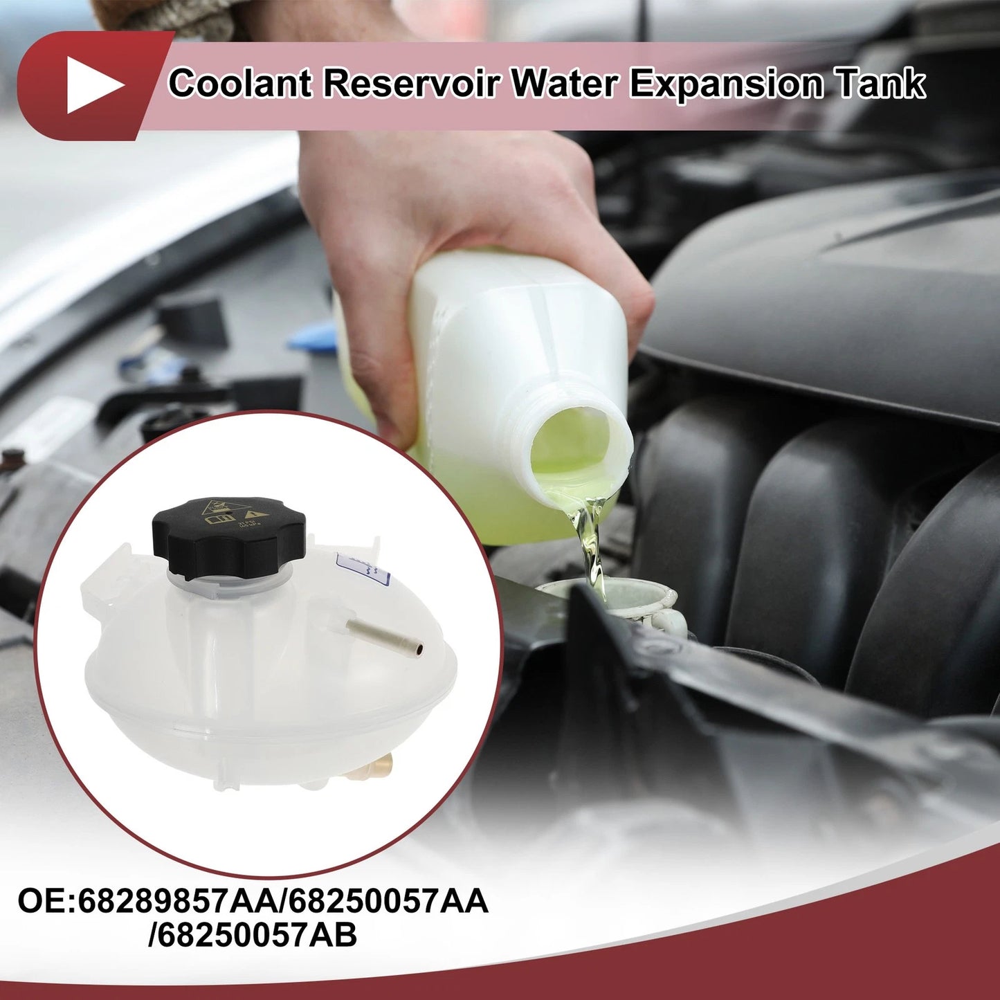 Coolant Expansion Overflow Tank w/ Cap for Jeep Compass (2007-2023)
