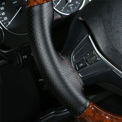 Wood Grain PU Leather Non-Slip Steering Wheel Cover for Car
