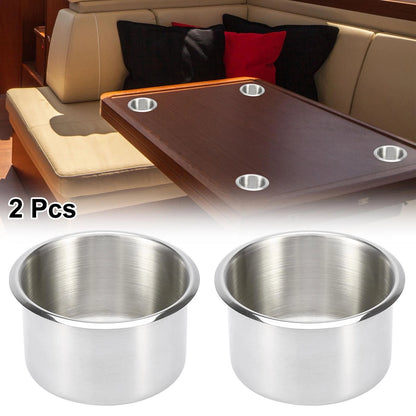 Cup Drink Holder Insert 2 x Stainless Steel for Marine Boats RVs