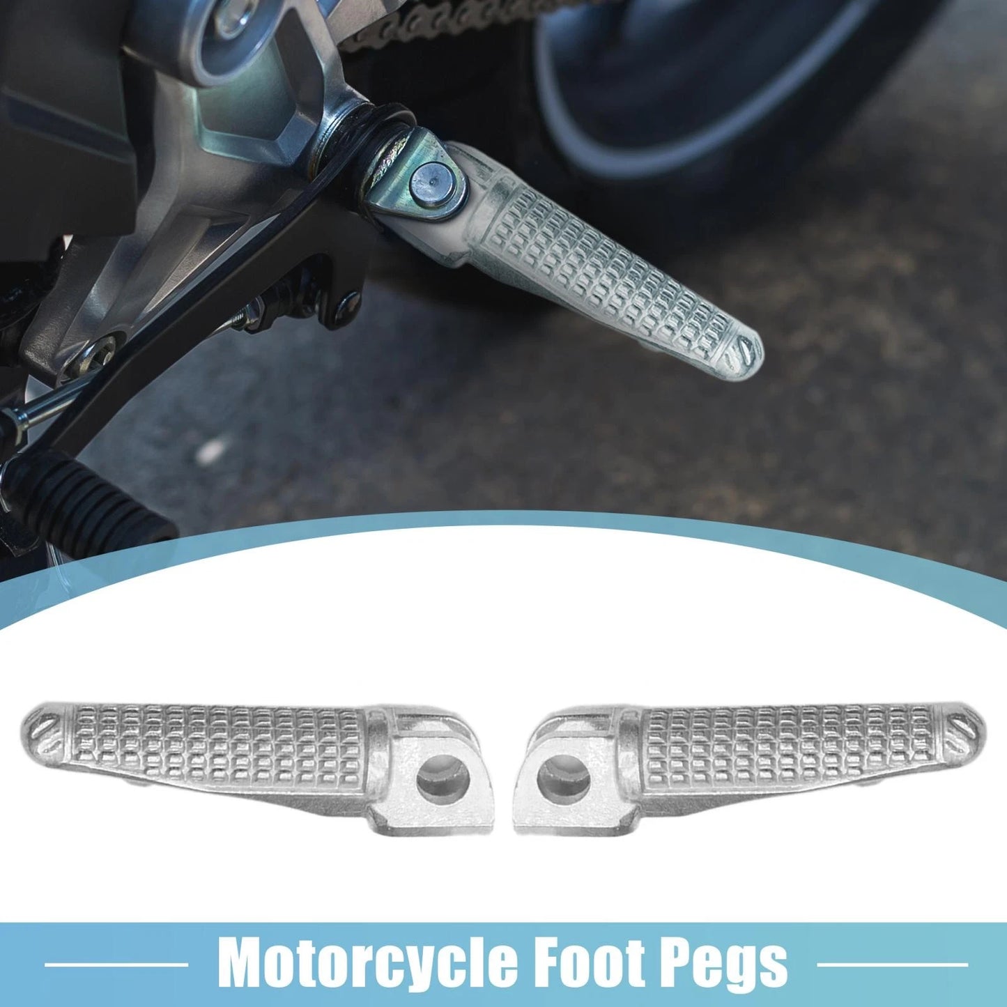 Pair 12mm Aluminium Alloy Motorcycle Footrest Footpeg Foot Rest Silver Tone