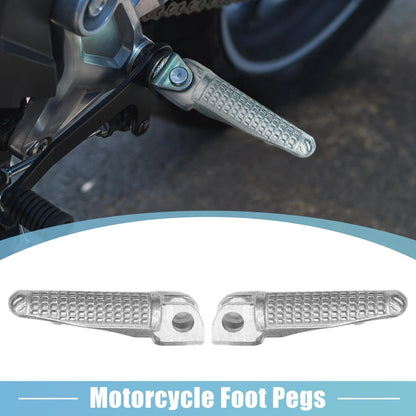 Pair 12mm Aluminium Alloy Motorcycle Footrest Footpeg Foot Rest Silver Tone