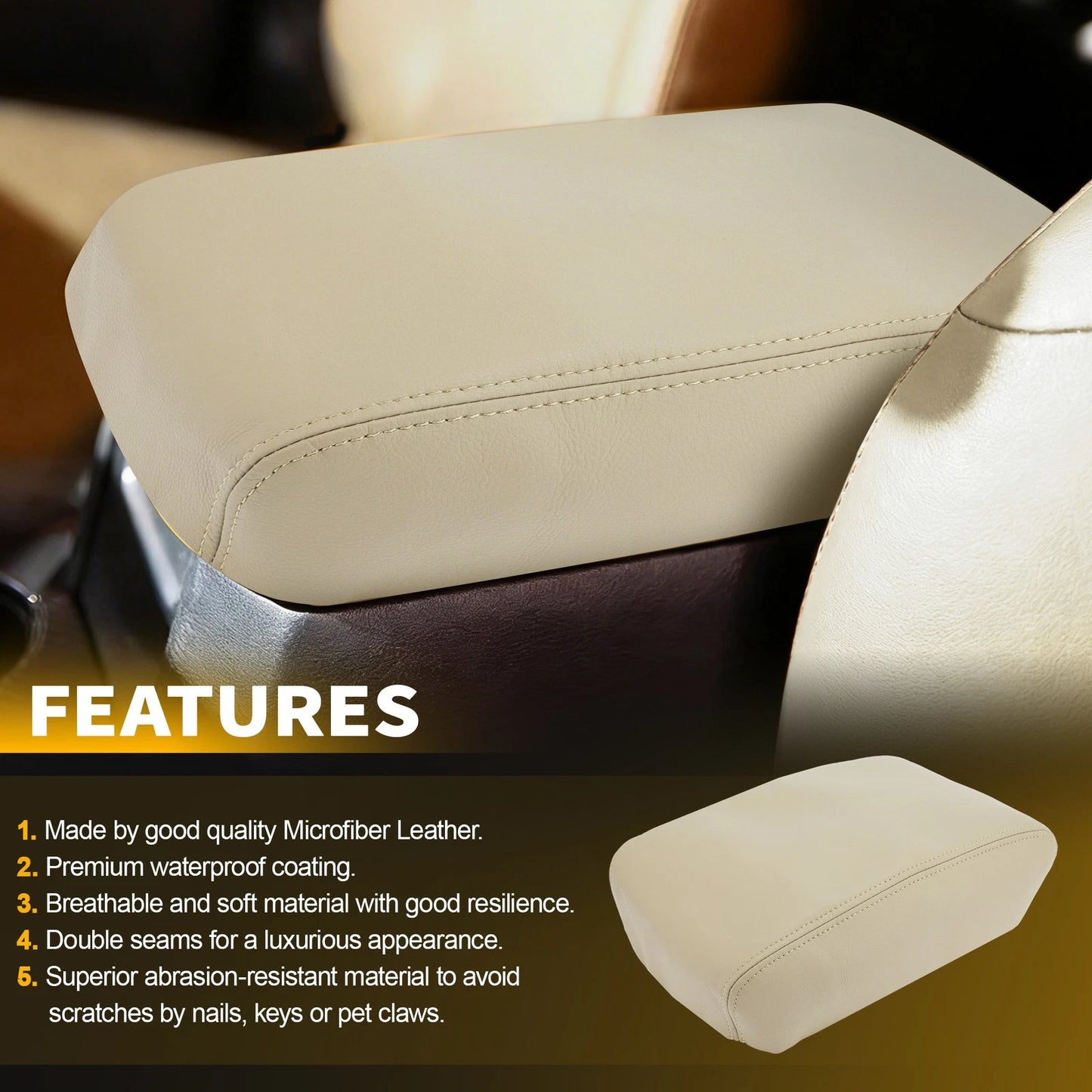 Middle Console Lid Armrest Leather Cover for Toyota 4Runner (2010–2023)