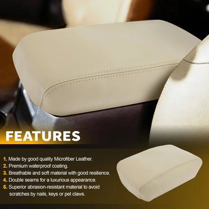 Middle Console Lid Armrest Leather Cover for Toyota 4Runner (2010–2023)