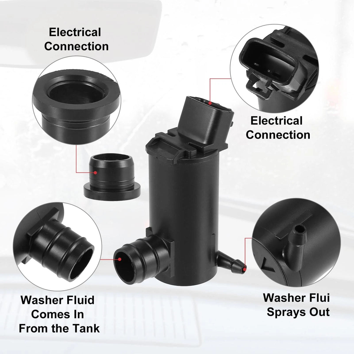 Windshield Washer Motor Pump for Toyota Camry Solara Corolla (1998–2023)