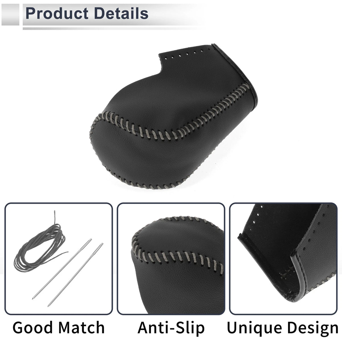 Black Grey Faux Leather Gear Shift Knob Cover for BMW 3 Series (2004-2012)