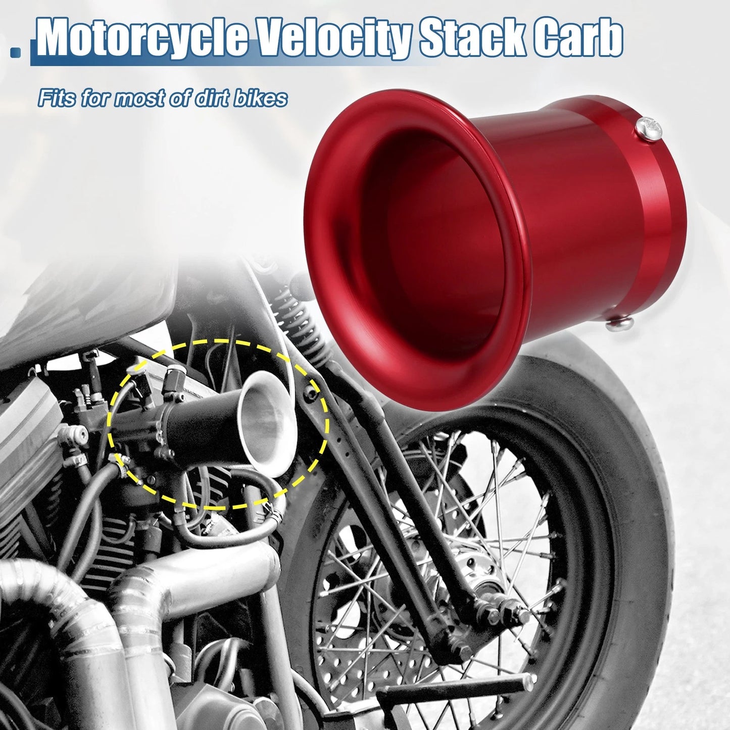 55mm Velocity Stack Carb Air Filter Funnel Trumpet Red for Motorcycle