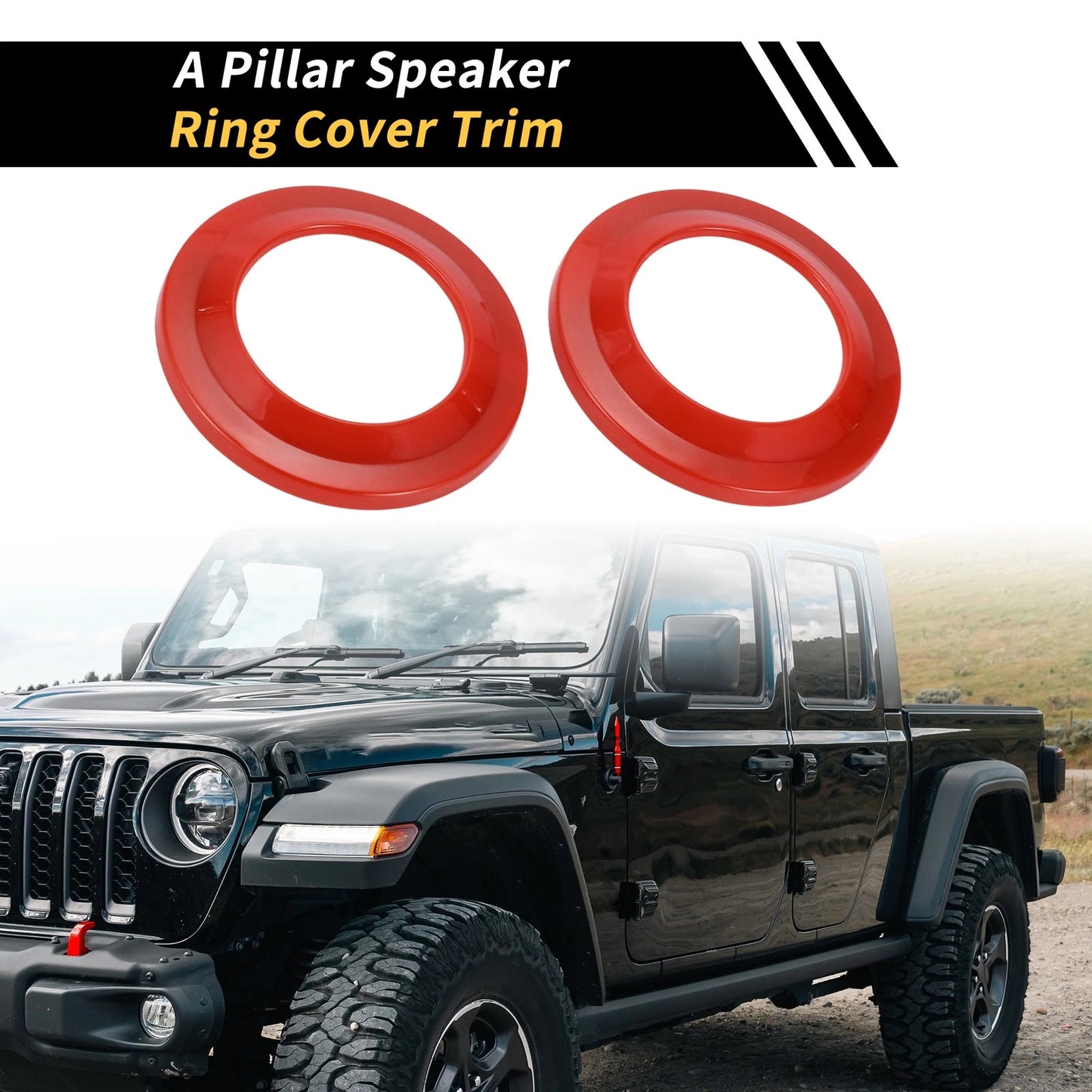 A Pillar Speaker Ring Cover Trim for Jeep Wrangler JK (2007-2014) Red
