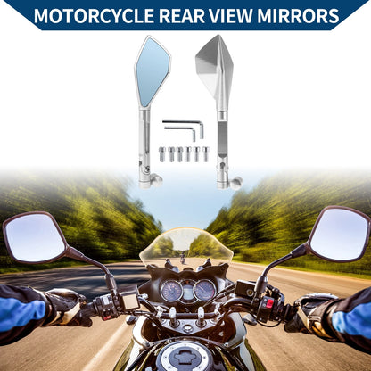 M8/M10 Rear View Mirror Prismatic Shape Silver Tone 1 Set