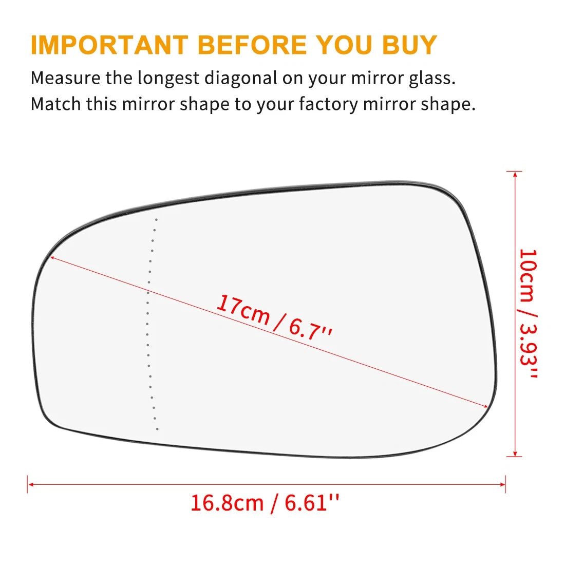 Heated Mirror Glass with Backing Plate Driver Side for VOLVO S60 S80 V70 (01-06)