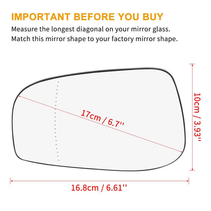 Heated Mirror Glass with Backing Plate Driver Side for VOLVO S60 S80 V70 (01-06)