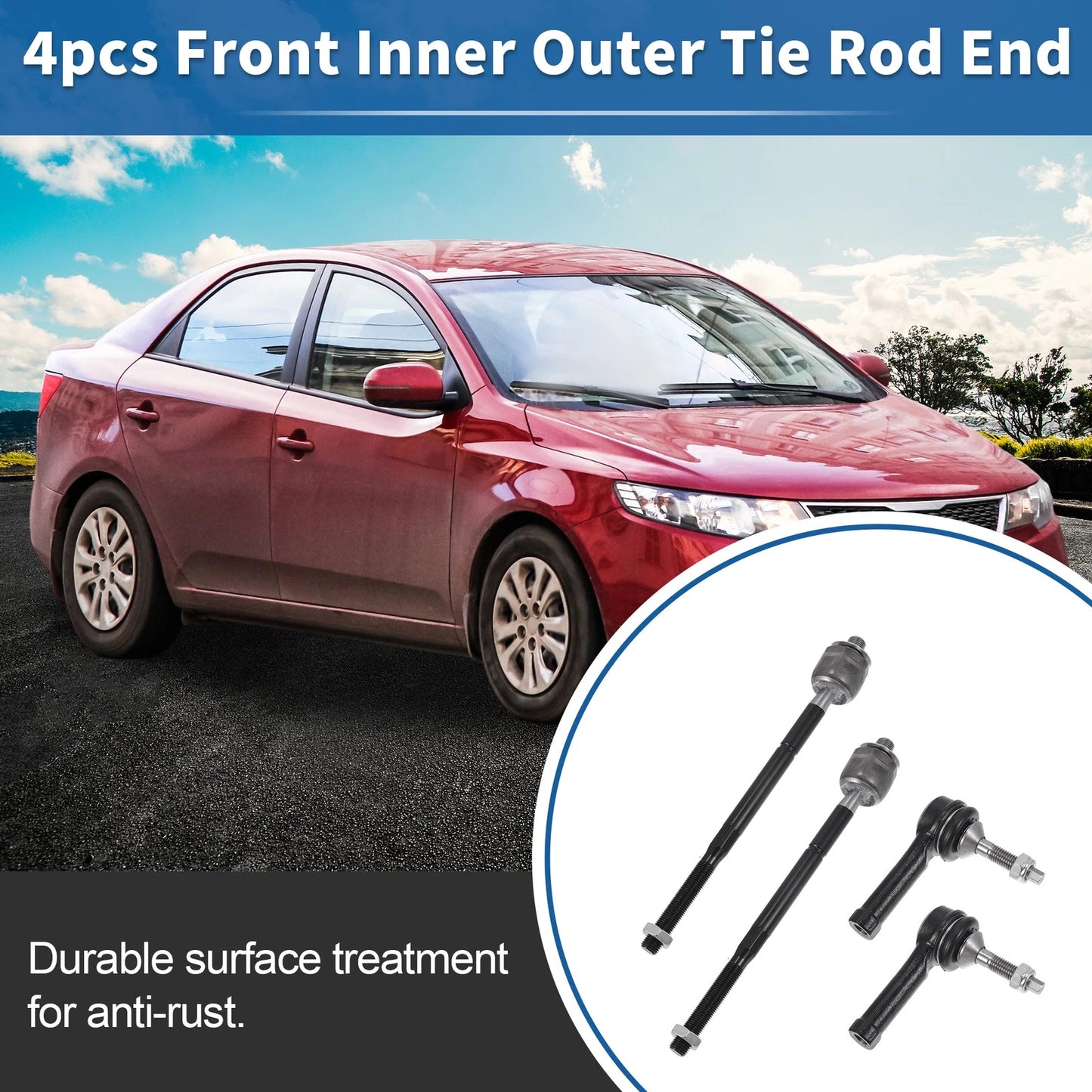 4 x Front Inner Outer Tie Rod End Links for Ford Explorer (2002-2010)