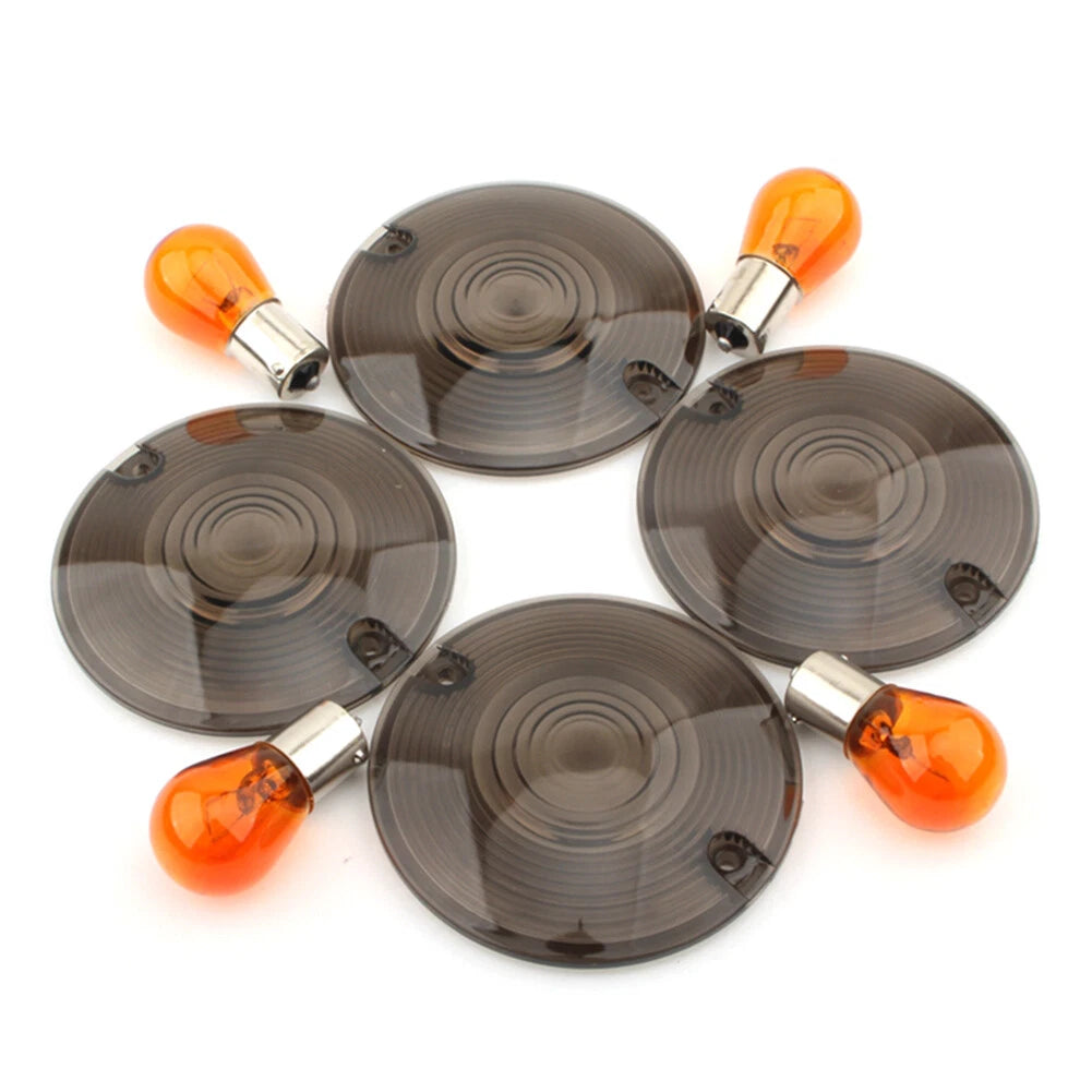 Smoked Turn Signal Light Cover Lens for Harley Davidson Classic FLHTC