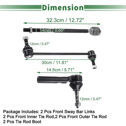 8pcs Front Suspension Kit Tie Rod End Sway Bar Link for Dodge Journey