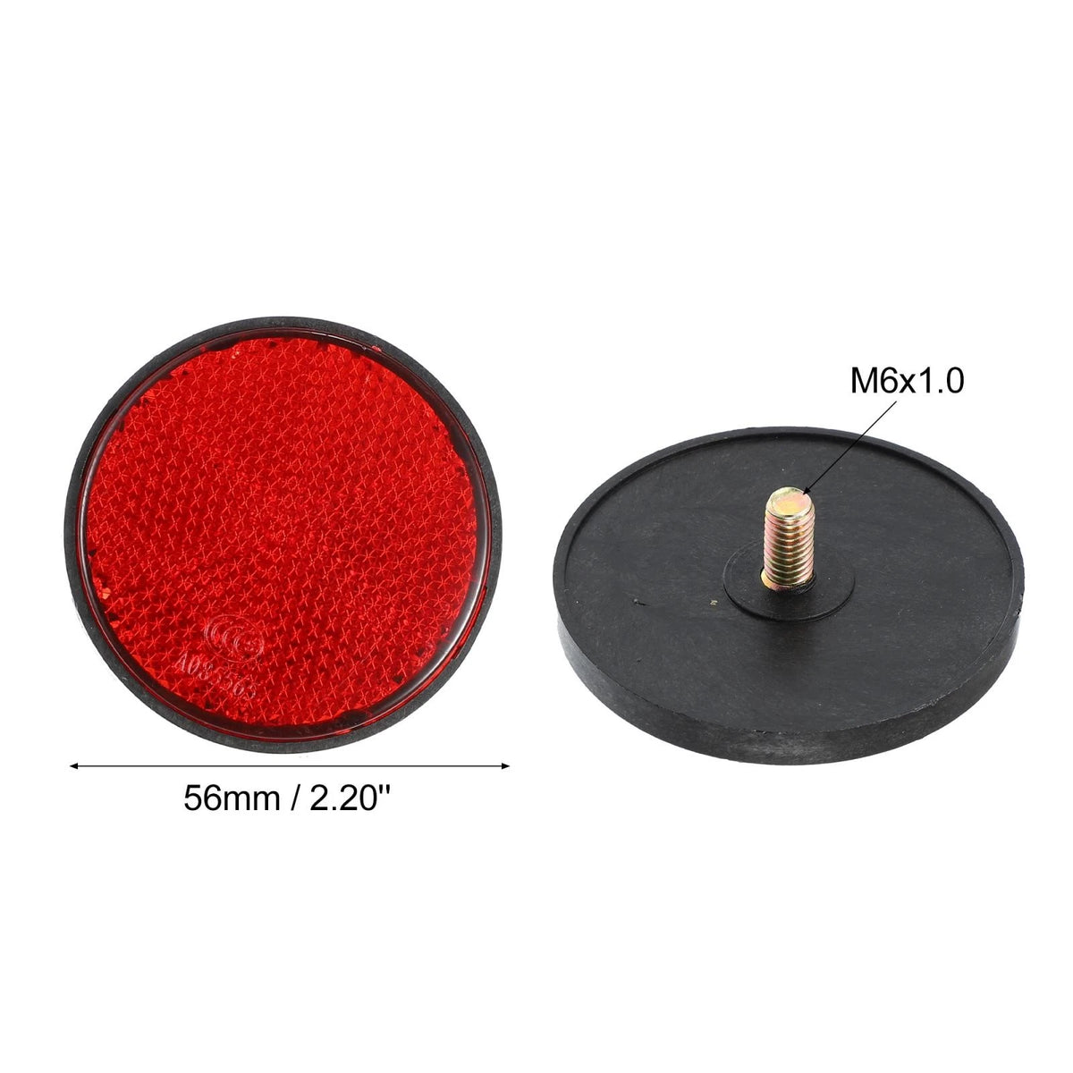 10 x M6x1.0 Red Universal Screw Mount Round Warning Reflector for Motorcycle