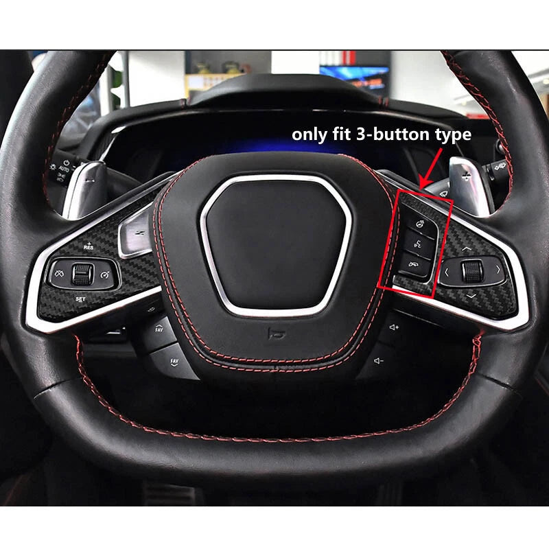 Carbon Fiber Steering Wheel Button Cover Trim for Corvette C8 2020+