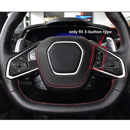Carbon Fiber Steering Wheel Button Cover Trim for Corvette C8 2020+