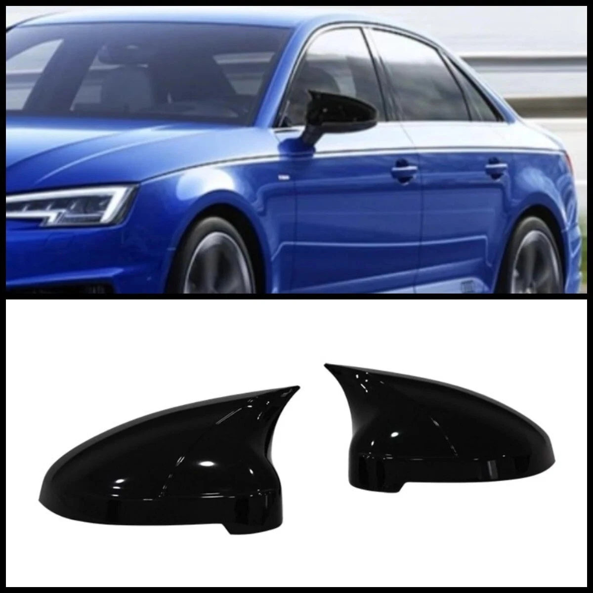 2 Piece Side View Mirror Covers for Audi A4 B9 (2016-2021) Gloss Black