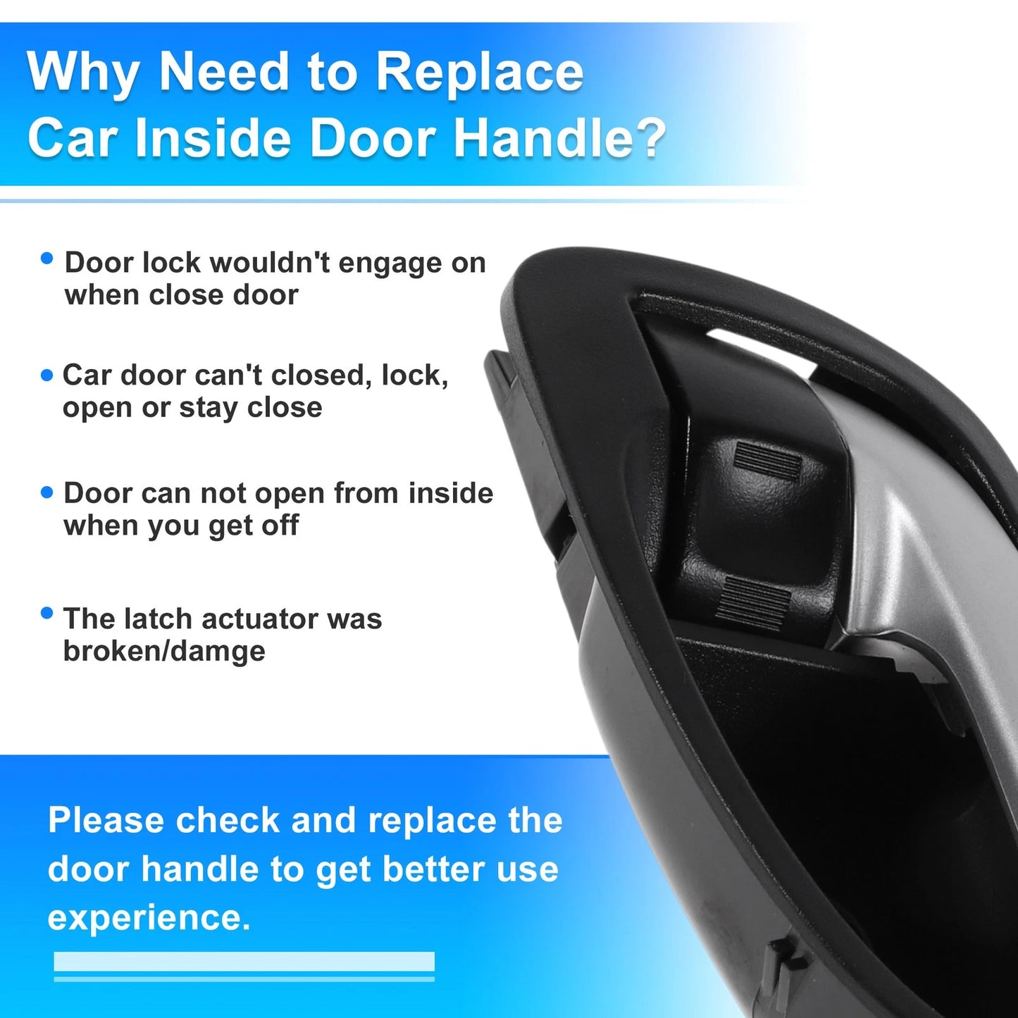 Driver Side Interior Door Handle for Toyota Yaris (2008-2013) Black Chrome