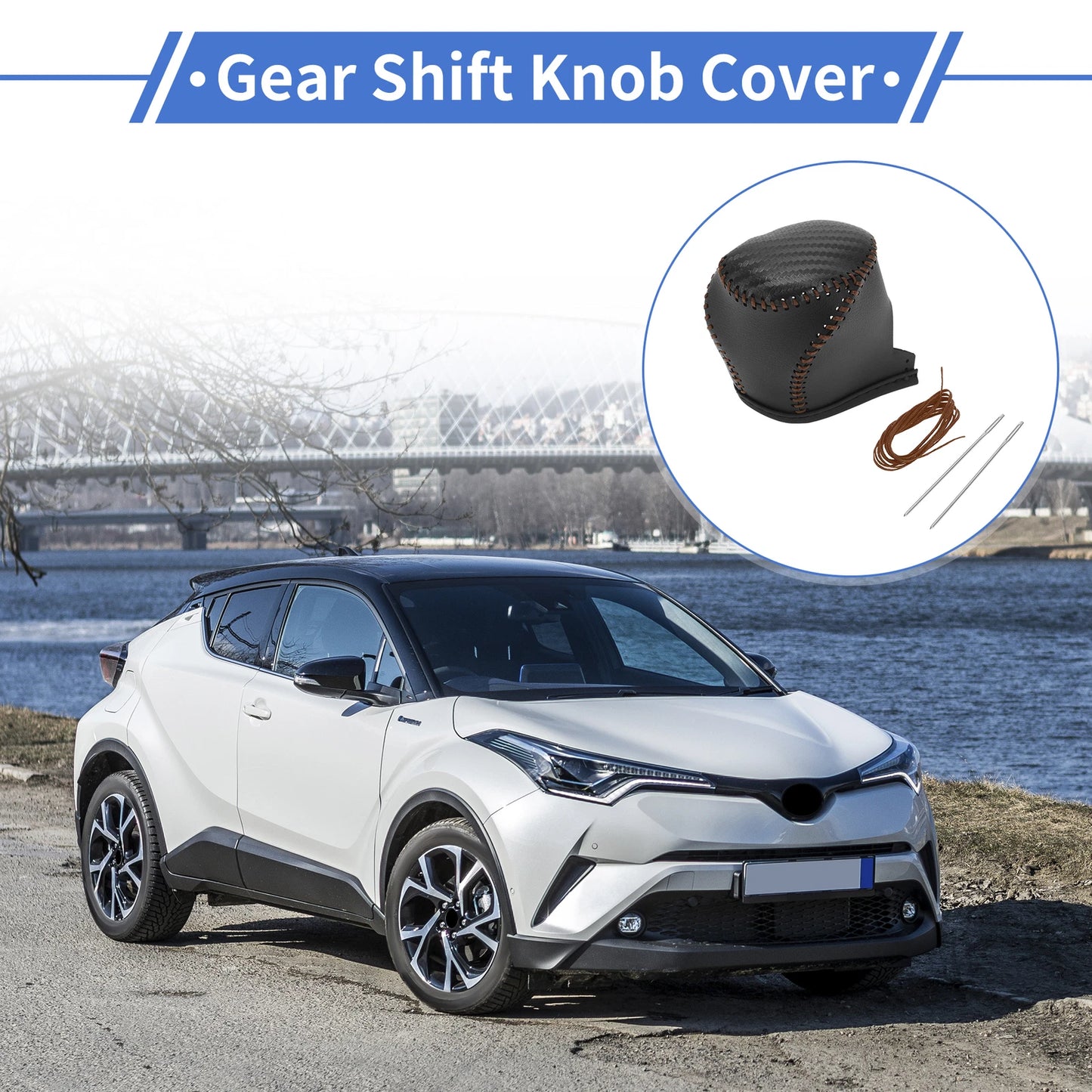 Gear Shift Knob Cover for Toyota CH-R 2017-2021 Black Carbon Fiber