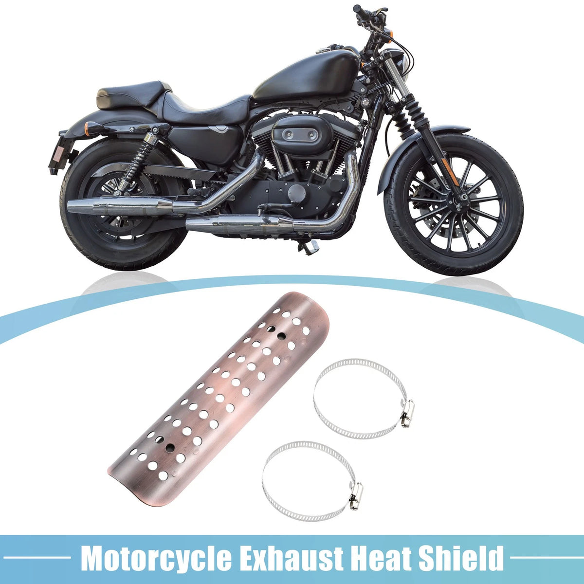 1 Set / Exhaust Pipe Heat Shield with 20mm-70mm Clamps Copper Tone for Motorcycle