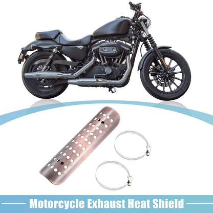 1 Set / Exhaust Pipe Heat Shield with 20mm-70mm Clamps Copper Tone for Motorcycle