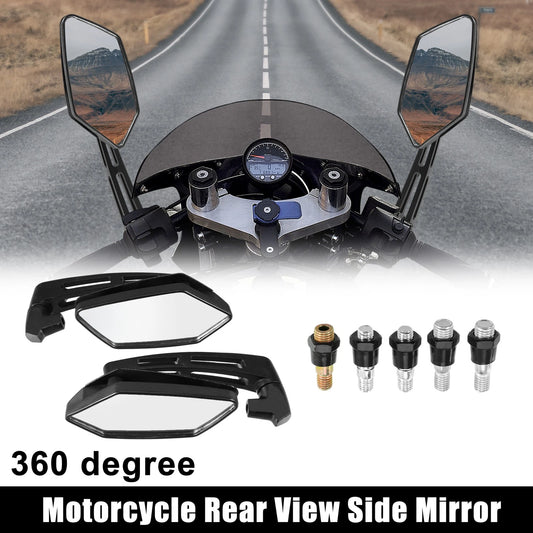 1 Set 8mm 10mm Screw Rearview Mirror Carbon Fiber Pattern for Motorcycle