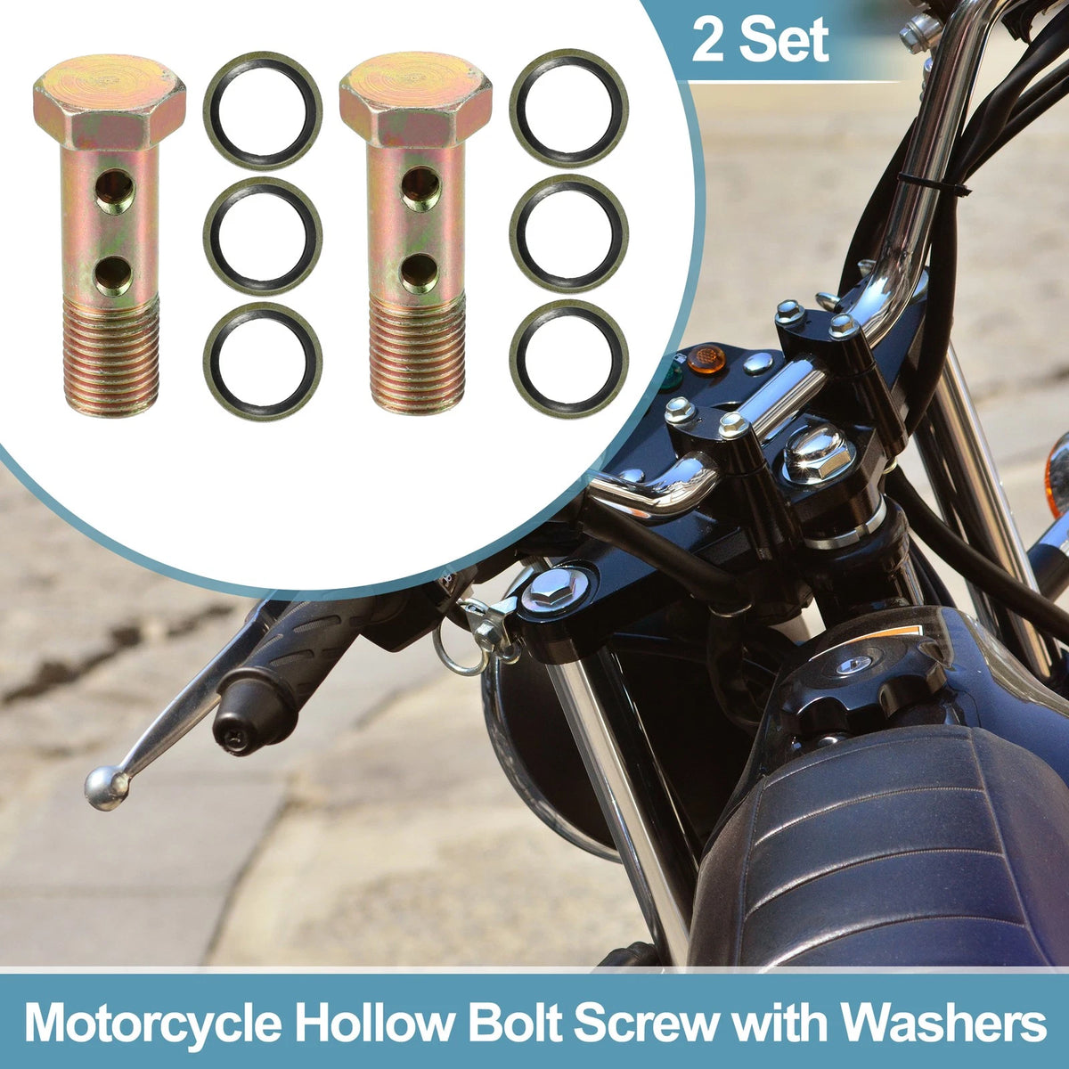 Bolt Screw 2 x M14x1.5 51mm Hollow with Washer for Motorcycle