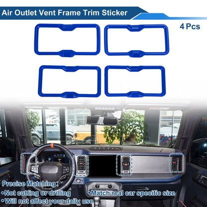 Air Condition Outlet Vent Trim Cover Frame Blue for Ford Bronco (2021-2024) 4Pcs